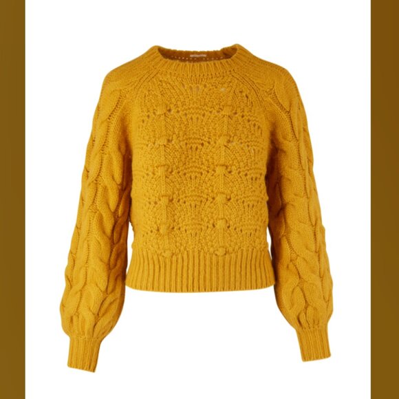 💛 EUC MOTHER The Bell Sleeve Falling Hard Gold Sweater Size Medium, so cozy